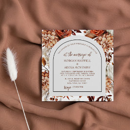 Boho Neutral Watercolor Pampas Square Wedding Einladung