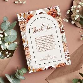 Boho Neutral Watercolor Pampas Wedding Dankeskarte