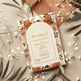 Boho Neutral Watercolor Pampas Wedding Folieneinladung