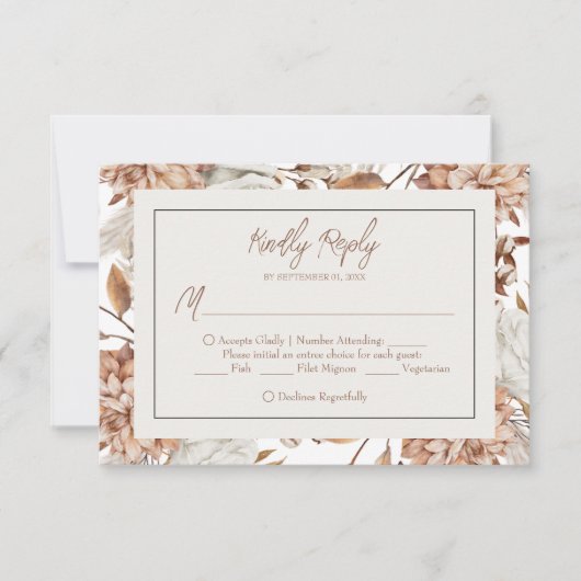 Boho Neutral Watercolor Pampas Wedding RSVP Card (Vorderseite)