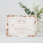 Boho Neutral Watercolor Pampas Wedding RSVP Card Karte (Stehend Vorderseite)