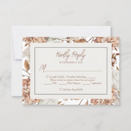 Boho Neutral Watercolor Pampas Wedding RSVP Card Karte