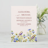 Boho Neutral Watercolor Wildblume Wedding Invita Einladung (Stehend Vorderseite)