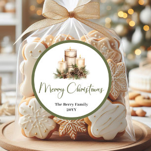 Boho-Neutral-Weihnachts-Aufkleber mit individuelle Runder Aufkleber