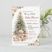 Boho Neutral Weihnachtsdusche Einladung (Stehend Vorderseite)