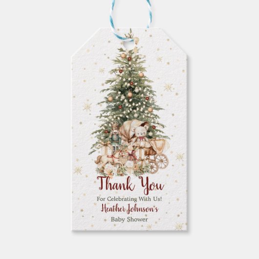 Boho Neutral Weihnachtsdusche Geschenkanhänger (Vorderseite)