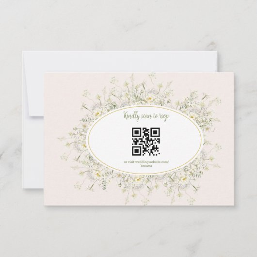 Boho Neutral White Water Wildblume Wedding R RSVP Karte (Vorderseite)
