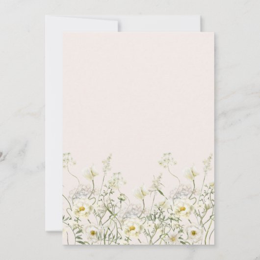 Boho Neutral White Watercolor Wildblume Hochzeit Einladung (Rückseite)