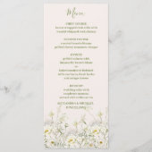 Boho Neutral White Watercolor Wildblume Hochzeit Menükarte (Vorderseite)