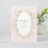 Boho Neutral White Watercolor Wildblume Hochzeit Save The Date (Stehend Vorderseite)