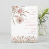 Boho Neutral Wildflower Baby Shower Invitation Einladung (Stehend Vorderseite)