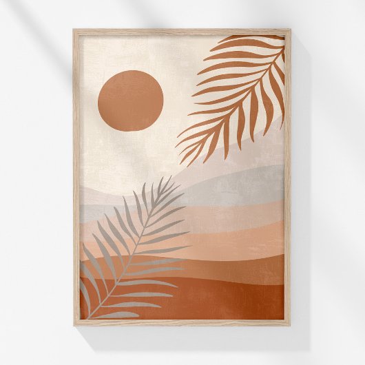 Boho Neutrale Abstrakte Landschaft Botanische Maue Poster