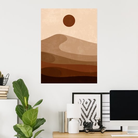 Boho Neutrale Abstrakte Landschaft Wüste Wand Kuns Poster (Heimbüro)