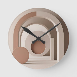 Boho Neutrale Architektur Geometrisch Modern Runde Wanduhr