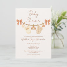 Boho neutrale Baby-Party im Zeichen der Wäschelein