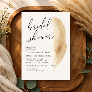 Boho-Neutrale Beige-Wasserfarbe-Brautparty Einladung