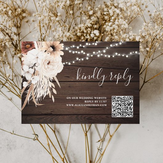 Boho neutrale Blume Hochzeitsszenarien für Online- Begleitkarte