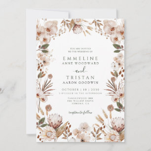 Boho neutrale botanische Hochzeit Einladung