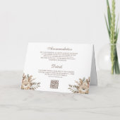 Boho neutrale erdige florale taupe QR-Code-Hochzei Einladung (Rückseite)