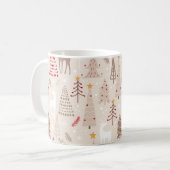 Boho neutrale flache Weihnachtsbaumen Waldtiere Kaffeetasse (Vorderseite Links)