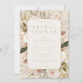 Boho neutrale florale Brautparty Einladung (Vorderseite)
