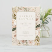 Boho neutrale florale Brautparty Einladung (Stehend Vorderseite)