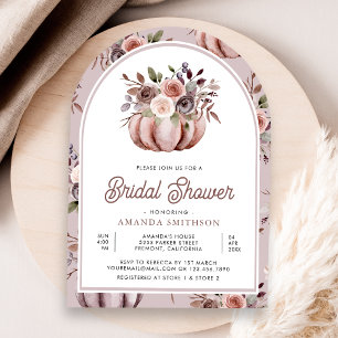 Boho Neutrale Kürbis-Blumen-Bogen Brautparty Einladung