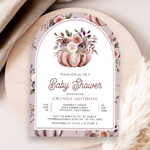 Boho Neutrale Kürbis-Blumen-Torbogen-Baby-Party Einladung