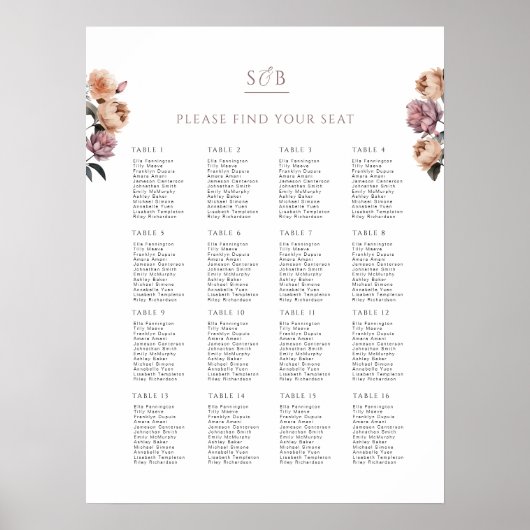 Boho neutrale Lila Hochzeitskartentafel Poster (Vorne)