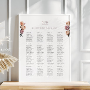 Boho neutrale Lila Hochzeitskartentafel Poster