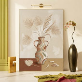 Boho-Neutrale Palmenblätter Gemusterte Vasen-Kunst Poster
