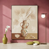 Boho-Neutrale Palmenblätter Gemusterte Vasen-Kunst Poster