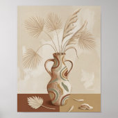 Boho-Neutrale Palmenblätter Gemusterte Vasen-Kunst Poster (Vorne)