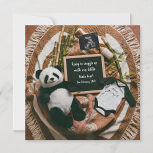 Boho Neutrale Panda Schwangerschaftsankündigungska Einladung