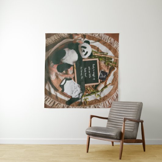 Boho neutrale Schwangerschaft Ankündigung Niedlich Wandteppich (Beispiel (Horizontal))