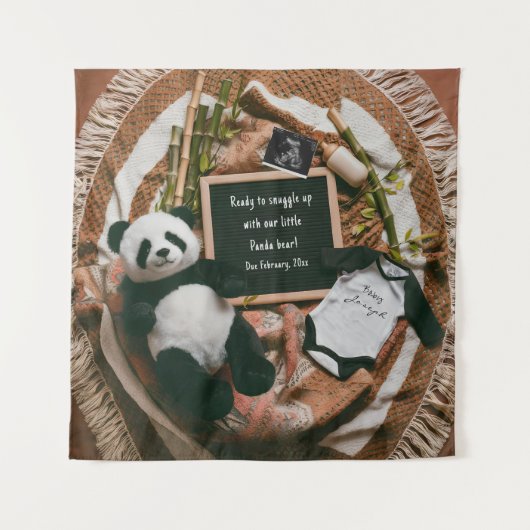 Boho neutrale Schwangerschaft Ankündigung Niedlich Wandteppich (Vorderseite)