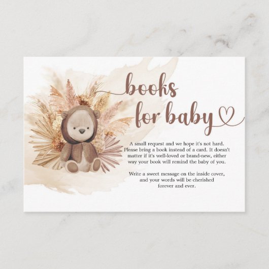 Boho neutrale Teddy Bären Pampas Gras Anforderung Begleitkarte (Vorderseite)