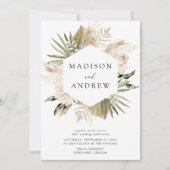 Boho-neutrale tropische Blume Hochzeit Einladung (Vorderseite)