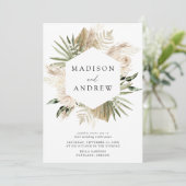 Boho-neutrale tropische Blume Hochzeit Einladung (Stehend Vorderseite)