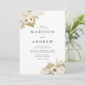 Boho-neutrale tropische Blume Hochzeit Einladung (Stehend Vorderseite)