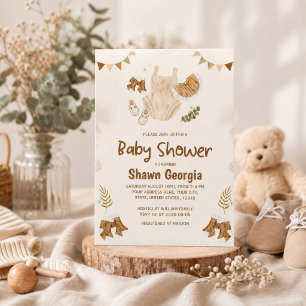 Boho neutrale Wasserfarbe Babykleidung Babyparty Einladung