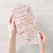 Boho neutrale weiche Herbst Bouquet Blush Kein Abe All In One Einladung (Abreißen)