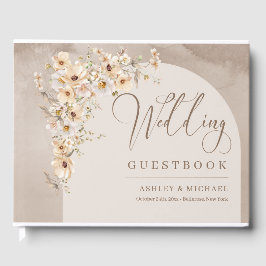 Boho neutrale Wildblumen Hochzeit Elfenbeinrahmen Gästebuch