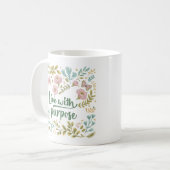 Boho-neutrale Wildblumen "Lebe mit Zweck" Kaffeetasse (Vorderseite Links)