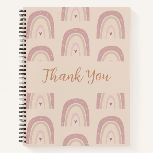 Boho Neutraler Fester Notizbuch Journal | Danke (Vorderseite)