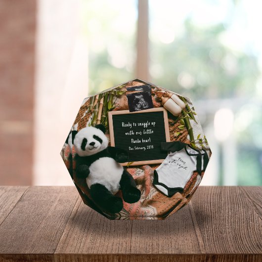 Boho-Neutraler Panda-Schwangerschaftsankündigung-A Fotoblock