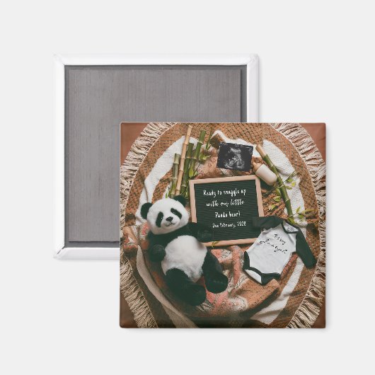 Boho-Neutraler-Panda-Schwangerschaftsankündigung G Magnet (Vorderseite/Rückseite)