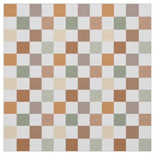 Boho Neutrales Erdiger Schachbrettmuster Kariert Stoff (Muster)