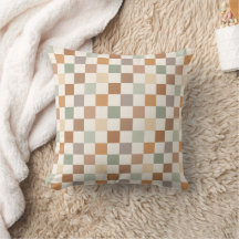 Boho Neutrales Erdiger Schachbrettmuster Karo Kari