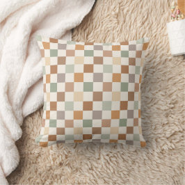 Boho Neutrales Erdiger Schachbrettmuster Karo Kari Kissen